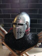 Medieval Early Visor Helmet Bassinet Heavy Duty 14 Gauge Steel Templar Crusader picture