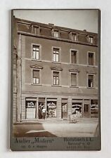Antique Victorian Cabinet Card Photo Storefront People Standing In Door Foreign picture