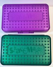 Spacemaker Pencil Box Lot 2 Vintage 90’s Green Purple Clear Bottoms picture