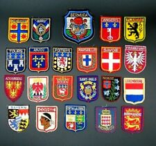French German Bermuda Coat of Arms Flags Pocket Sleeve Patches lot of 22  picture