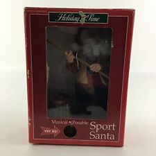 Holiday Time Sport Santa Christmas Claus Musical Posable Fisherman Vintage 1999 picture
