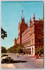 High Court Calcutta Street View Old Cars Flag Kolkata India Vintage WOB Postcard picture