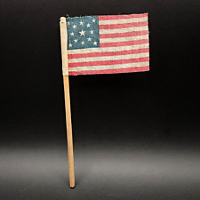 Antique 13 Star American Parade Flag Gauze Centennial Medallion 2