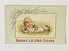 Vintage Antique Advertising Card SMOKE LA UNA CIGARS SPARKLY Embossed SPARKLE picture