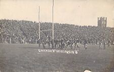 RPPC Vintage Chicago Wisconsin Football Game Players Goal Post Postcard picture