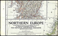1954-8 August NORTHERN EUROPE w/ DIVIDED GERMANY National Geographic Map - (582) picture