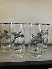 Vintage Federal Sportsman Silver Rimmed Wild Fowl 12ozHighball Glasses Set Of 4 picture