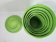 Set of 5 Vintage 1970's Tupperware Servalier Lime Green Nesting Canister w Lids picture