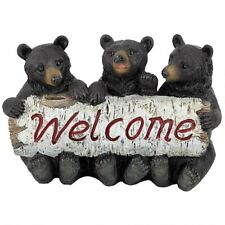 Black Bear Cubs The Three Bears Trio Welcome Sign Home Garden Sculpture picture