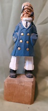 Hand Carved Vintage Wood Sea Captain 8 Inches Tall picture