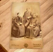 1800s Huge Hair Wrap on Woman Family Cabinet Card Photo Victorian Era picture