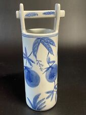 Vtg China Blue for Seymour Mann, Fine China, Blue & White Floral Vase, 11 x 4 in picture
