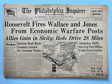 WWII WW2 1943 Newspaper OPERATION HUSKY Allied Invasion Sicily, ITALIAN CAMPAIGN picture