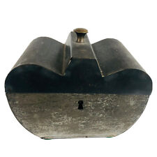 Antique Tea Caddy Tin Apple Shaped 18th C. Hinged Metal Box ￼ picture