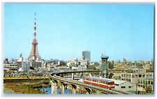 Tokyo Japan Postcard Monorail and Tokyo Tower c1950's Vintage Unposted picture