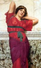 Dream-art Oil painting John-William-Godward-Contemplation young lady in landscap picture