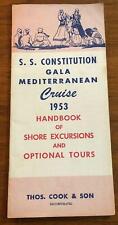 1953 SS Constitution Gala Mediterranean Cruise Handbook Travel Tour Brochure picture