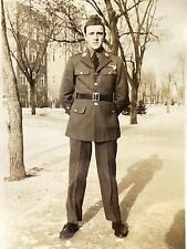 U3 Photograph Handsome Military Man In Uniform Poses For Portrait 1940's picture