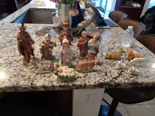 Vintage Hand painted Nativity Set Mary  Baby Jesus  Joseph +Ceramic Figures picture