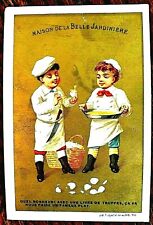 1867 French Two Young Chefs Breaking Eggs with Baby Chick  picture
