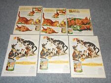 6 VTG 1950'S PUSS N' BOOTS CATS KITTIES ORIGINAL MAGAZINE ADS LOT              picture