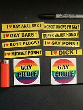 10 Piece Gay Prank Kit Mini Bumper Stickers Decals Free Gift New picture
