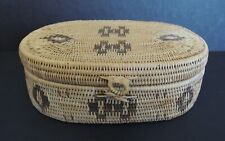 Vintage Indonesian Lombok Island Hand Woven Lidded Box Basket, Simple Designs picture