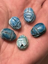 Vintage Carved Chinese Turquoise Blue  Stone Color Shou Flat Oval Lot of 5 picture