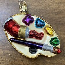 Old World Christmas Ornament OWC Artists Palette Painting Blown Glass Glitter 3” picture