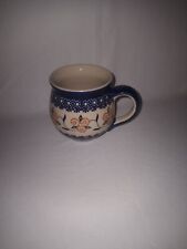 Vintage Polish Pottery 12 Oz Beutifu Blue Bubble Mug Poland Ceramika Artystyczna picture