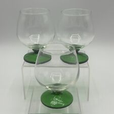 Vintage Miniature Glass Brandy Snifter Green Stem 2.5 inch Set Of 3 picture