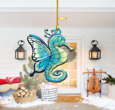 Seahorse With Butterfly Wings Ornament, Personalized Gift Christmas Ornaments picture