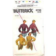 Butterick 6758 Womens 10 Loose Fitting Blouse Back Tucks Sew Pattern Uncut VTG picture