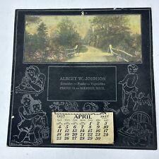 1937 Advertising Calendar Starts April Albert W Johnson MILFORD MICHIGAN MICH MI picture
