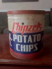 Rare VINTAGE 1950'S ChipZels POTATO CHIPS 3 LB TIN Sign Advertisment picture