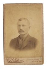 c1880s Dapper Well Dressed Short Hair Mustache Man Holton Kansas KS Cabinet Card picture
