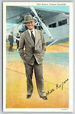 Famous~Portrait of Will Rogers Humorist By Plane~Vintage Postcard picture