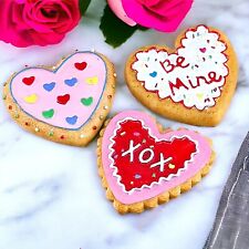 VTG Fridge Magnets Valentine Baked Cookies Kitschy Colorful Hearts Be Mine XOXO picture