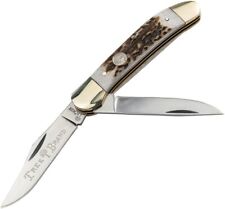 Boker Copperhead Pocket Knife D2 Tool Carbon Steel Blades Stag Handle 823ST picture