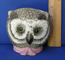 Antique 19th C Victorian Bisque Nursery Fairy Lamp Figural OWL Glass eyes rare picture