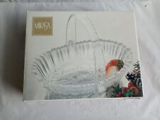 Mikasa Winter Dreams Holiday Etched Deer Crystal Glass Basket Dish w/Handle 9.5