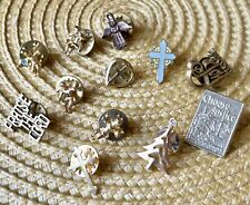 Vintage Lot of 12  Lapel Pins Religious Angels Christmas Cross Christian -Avon picture