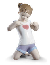 NEW LLADRO HEAR MY HEART GIRL FIGURINE #9212 BRAND NIB LOVE PIGTAILS SAVE$ F/SH picture