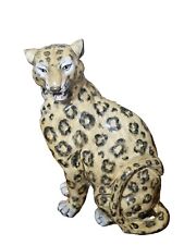 Vintage MCM Ceramic Leopard 22in XL Big Cat Jaguar Hollywood Regency  picture