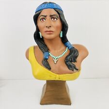 Vintage Native American Female Indian Bust Chalkware Sculpture Art White Studio picture