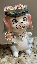 Beautiful Vintage Porcelain Mother Dog Made In Japan missing 2 puppies & chain picture