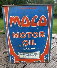 Vtg Moco 2 Gallon Motor Oil Can Tin Midwest Oil Company Mpls Fargo Sioux Falls picture
