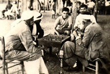 C.1940 LOT OF 5 PALESTINE ISRAEL PALPHOT PHOTOS, CHESS, ARABS HOOKAH SMOKING F2 picture