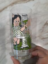 VINTAGE RARE PEPSI 1976 PORKY PETUNIA PIG CHARACTER GLASS TUMBLER MOWING LAWN picture