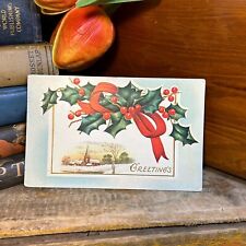 Antique 1913 Christmas Greetings Embossed Postcard Ephemera picture